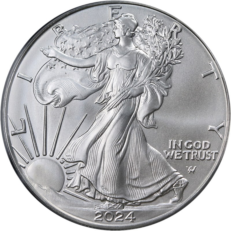 PCGS MS70 2024 Silver American Eagle Dollar 4th of July Edition Coin (1 of 4)