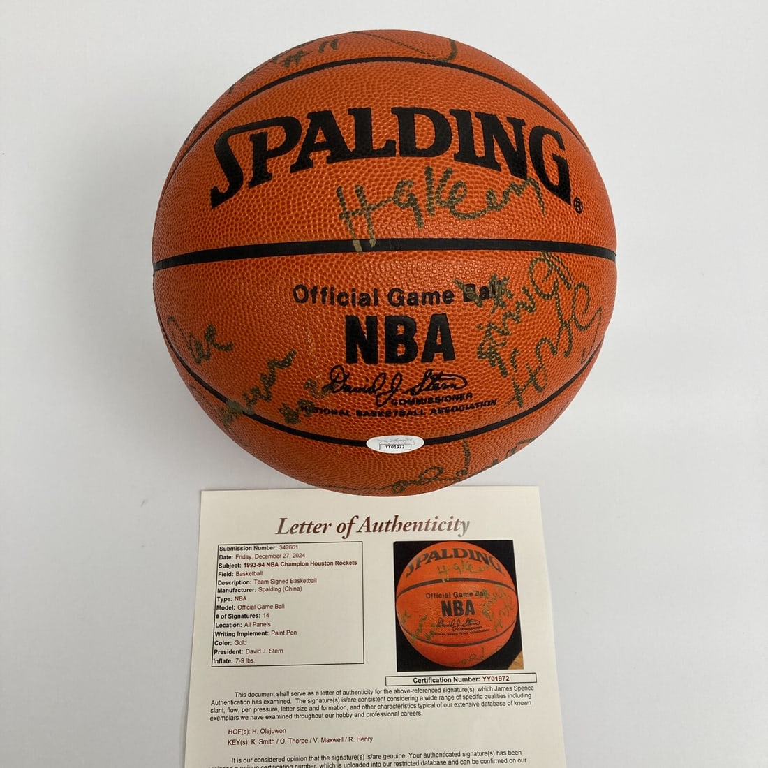 1993 94 Houston Rockets Team Signed NBA Basketball JSA COA (1 of 14)