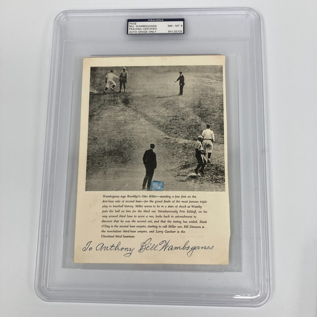 Bill Wambsganss Signed World Series Unassisted Triple Play Photo PSA DNA RARE: Bill Wambsganss Signed World Series Unassisted Triple Play Photo PSA DNA RARE This is a rare signed photo of Bill Wambsganss, commemorating his historic unassisted triple play during the World Series.