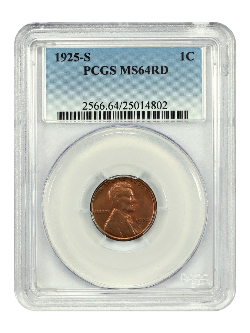 1925-S Lincoln Cent PCGS MS64RD Wheat Reverse Tough Full Red (1 of 4)