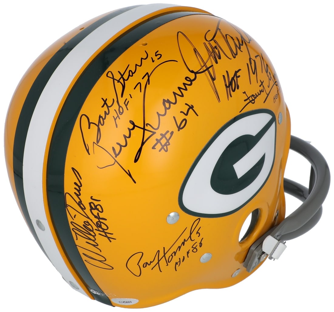 Bart Starr Signed Green Bay Packers Helmet with 7 HOF Signatures Beckett COA (1 of 9)