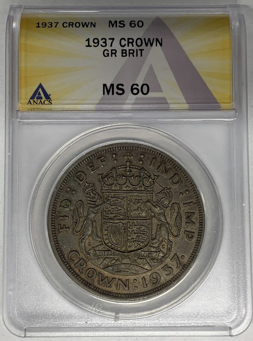 1937 United Kingdom Silver Crown ANACS Certified MS 60 (1 of 2)