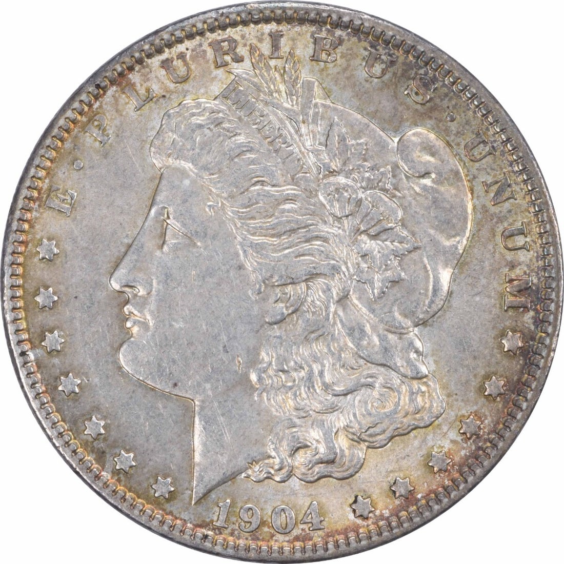 1904 Morgan Silver Dollar AU Uncertified 90% Silver Coin: 1904 Morgan Silver Dollar AU Uncertified 90% Silver Coin This 1904 Morgan Silver Dollar is a stunning example of American coinage, featuring a classic design by George T. Morgan. With an AU grade, thi