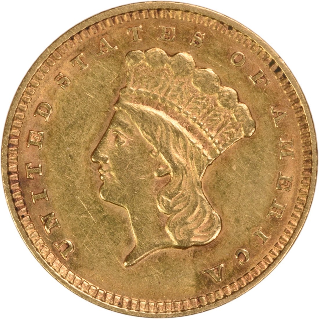 1856 United States Type 3 Gold Dollar Slanted 5 AU Uncertified Coin (1 of 2)