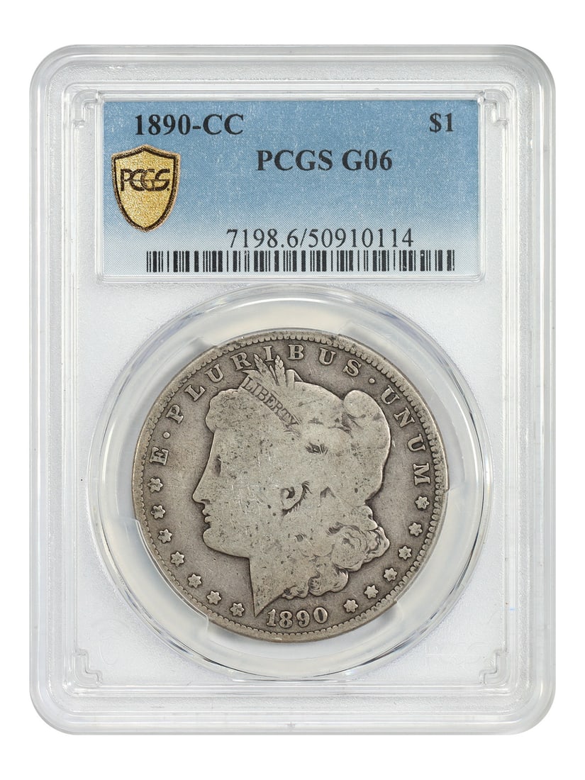 1890 Carson City Morgan Silver Dollar PCGS Graded Good 06: 1890 Carson City Morgan Silver Dollar PCGS Graded Good 06 This is an 1890-CC Morgan Dollar graded Good 06 by PCGS. Minted in Carson City, this circulated coin is part of the iconic Morgan Dollar serie