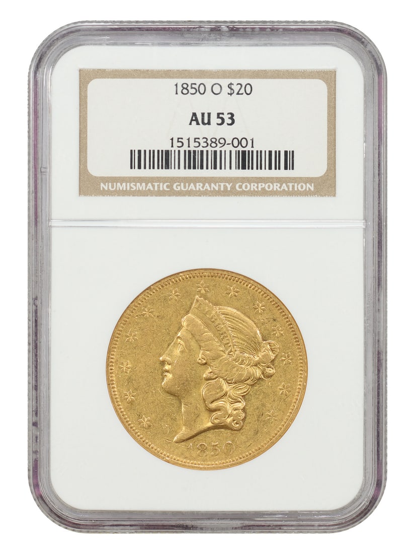 NGC AU53 1850-O Liberty Head $20 Gold Double Eagle New Orleans First Year Issue (1 of 4)