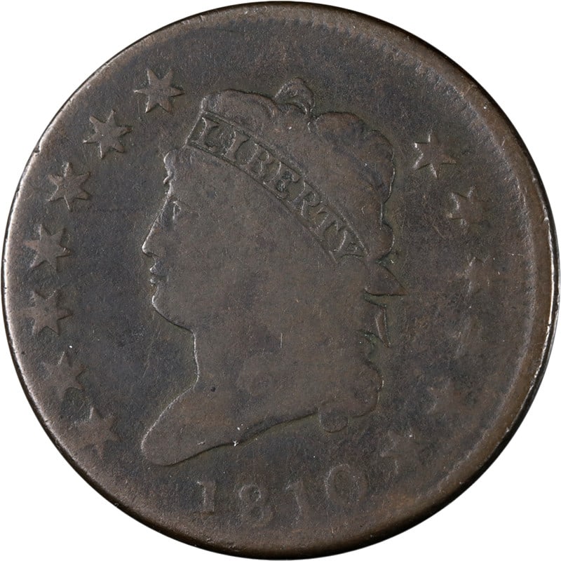 1810 Large Cent Copper S.284 R.3 Choice G/VG Grade Eye Appeal (1 of 2)