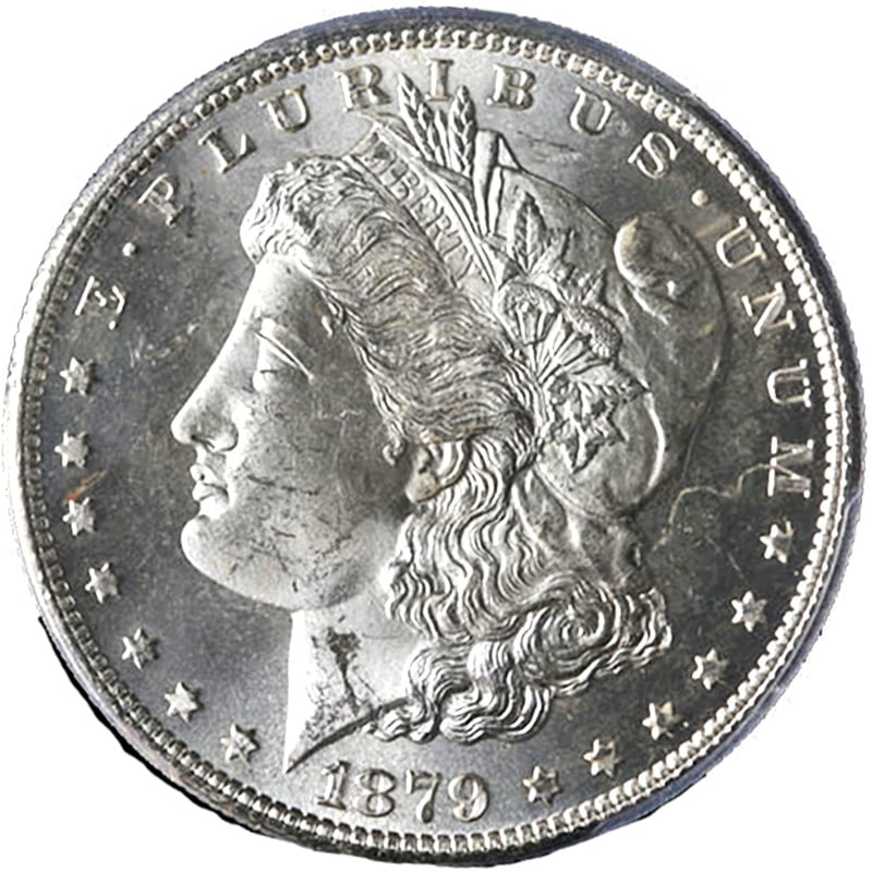 PCGS MS65 1879-S Morgan Silver Dollar Uncirculated Gem Blazing White: PCGS MS65 1879-S Morgan Silver Dollar Uncirculated Gem Blazing White This 1879-S Morgan Silver Dollar is certified by PCGS with a grade of MS65, indicating an uncirculated condition. It features excel