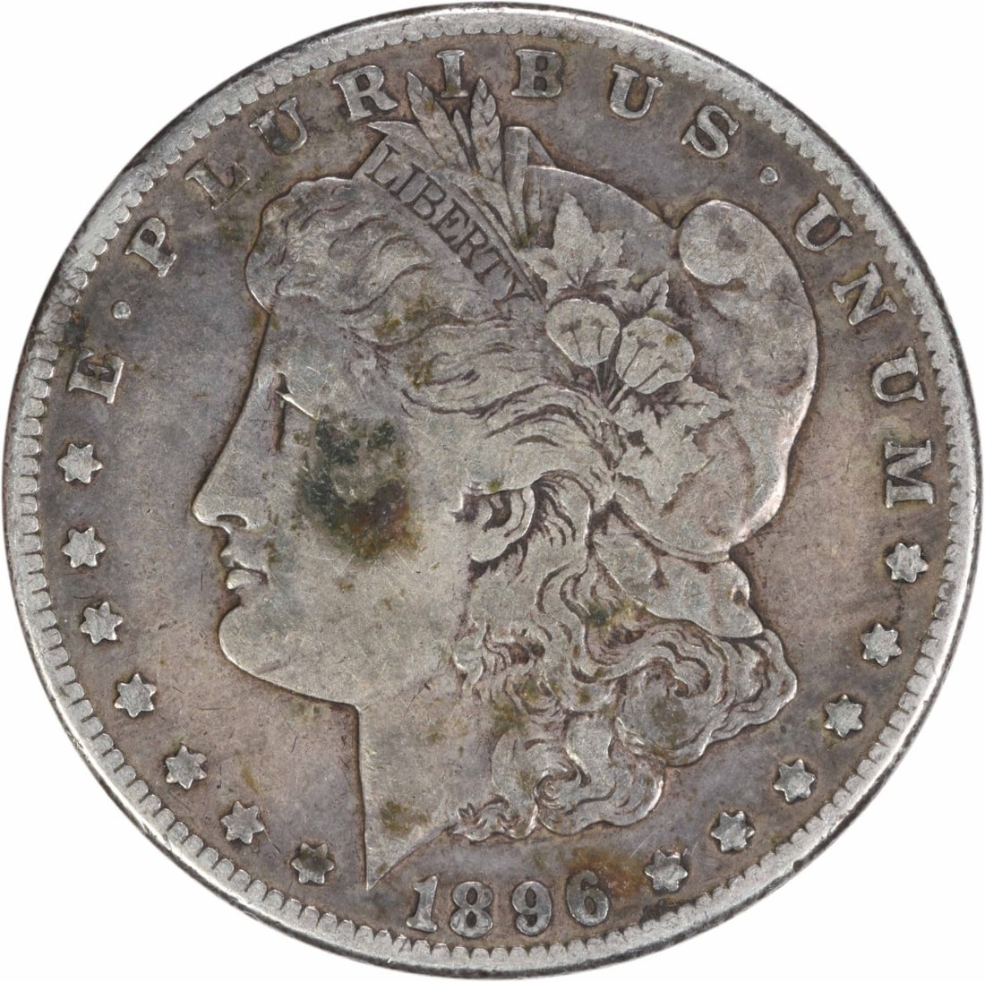 1896-S Morgan Silver Dollar F Circulated San Francisco Coin: 1896-S Morgan Silver Dollar F Circulated San Francisco Coin This 1896-S Morgan Silver Dollar is a classic piece of American numismatics, featuring a design by George T. Morgan. The coin is composed of