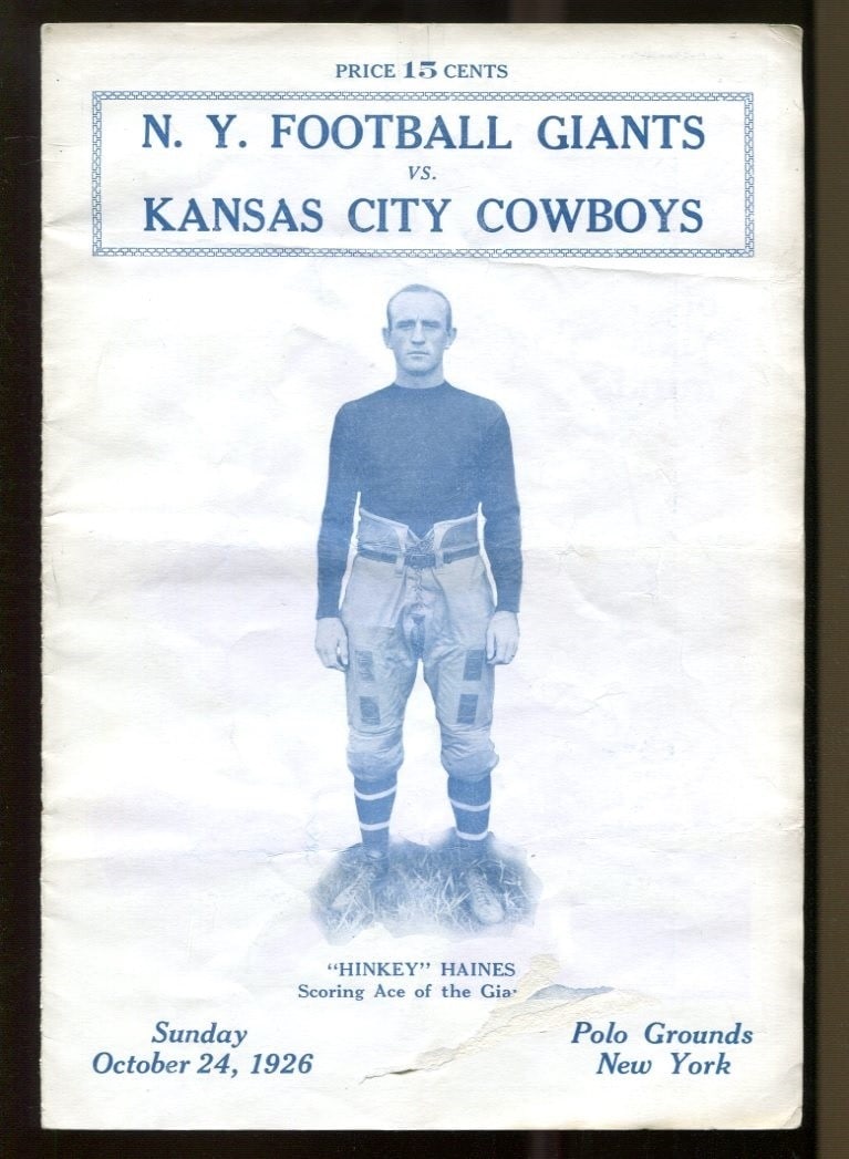 Rare 1926 New York Giants vs Kansas City Cowboys Football Program Polo Grounds (1 of 5)