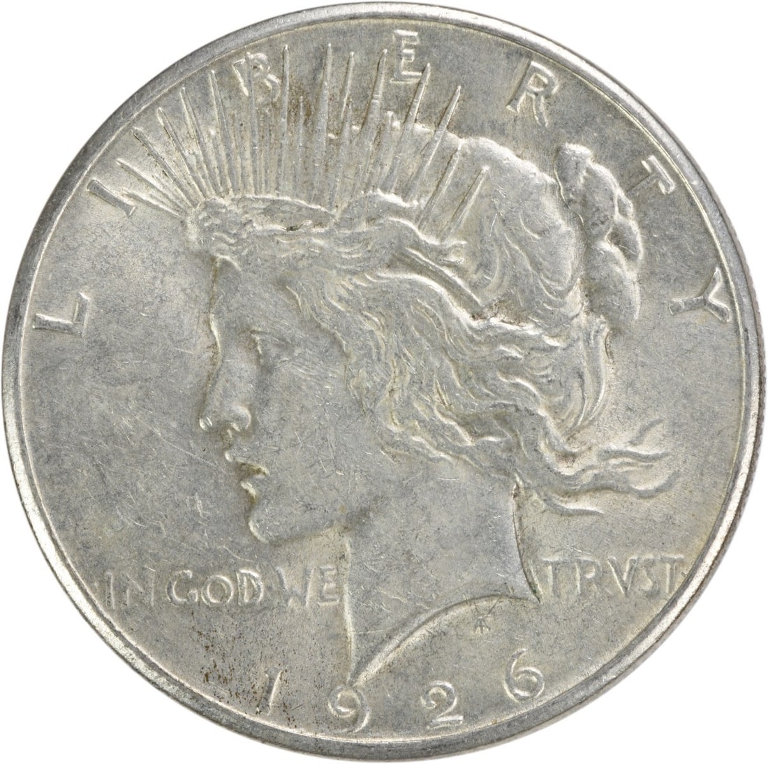 1926-S Peace Silver Dollar Uncertified 90% Silver Coin: 1926-S Peace Silver Dollar Uncertified 90% Silver Coin This 1926-S Peace Silver Dollar is a notable coin from the San Francisco mint, featuring a stunning design by Anthony de Francisci. The coin is c