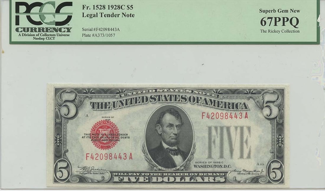 1928C $5 Legal Tender Note FR#1528 PCGS 67 Superb Gem (1 of 2)