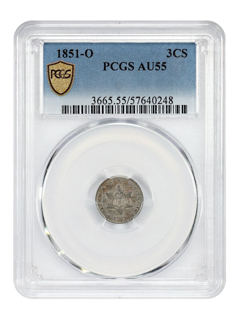 1851-O Three Cent Silver PCGS AU55 Minted in New Orleans (1 of 4)