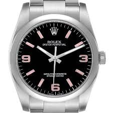 Black Dial Rolex Oyster Perpetual Ref 116000 2015 with New Style Card: Black Dial Rolex Oyster Perpetual Ref 116000 2015 with New Style Card This is a Rolex Oyster Perpetual watch, reference 116000, featuring a black dial and smooth bezel. It comes with an Oyster bracele