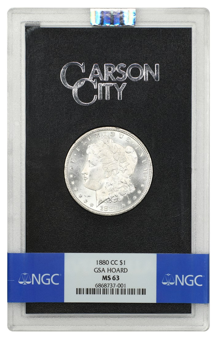 1880 Carson City Morgan Silver Dollar NGC MS63 with GSA Box and COA: 1880 Carson City Morgan Silver Dollar NGC MS63 with GSA Box and COA This is an 1880-CC Morgan Dollar graded MS63 by NGC. The coin is uncirculated and comes with its original box and certificate of aut