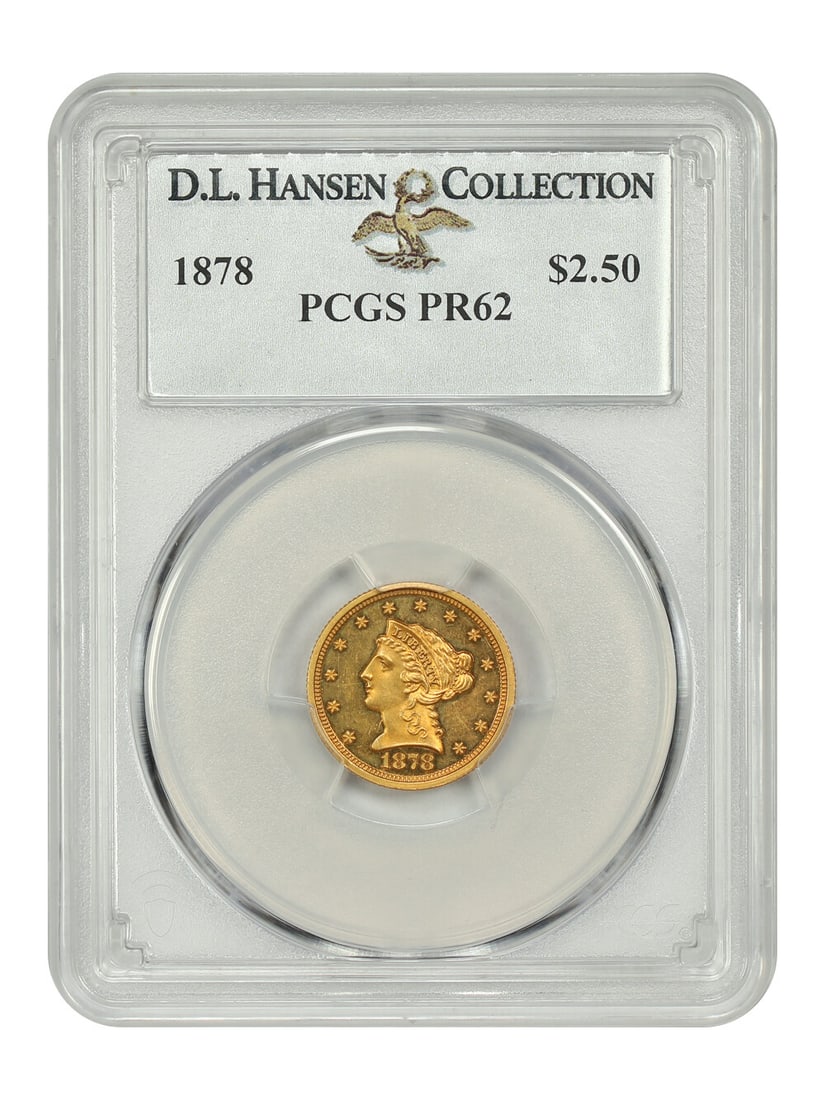 1878 Liberty Head $2.50 Gold Coin PCGS PR62 Low Mintage Proof: 1878 Liberty Head $2.50 Gold Coin PCGS PR62 Low Mintage Proof This 1878 $2.50 Liberty Head coin, certified by PCGS with a PR62 grade, is an exceptionally rare find with a proof mintage of only 20 coin