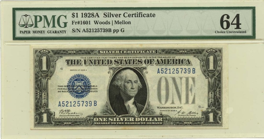 1928A $1 Silver Certificate PMG CU64 Uncirculated (1 of 2)