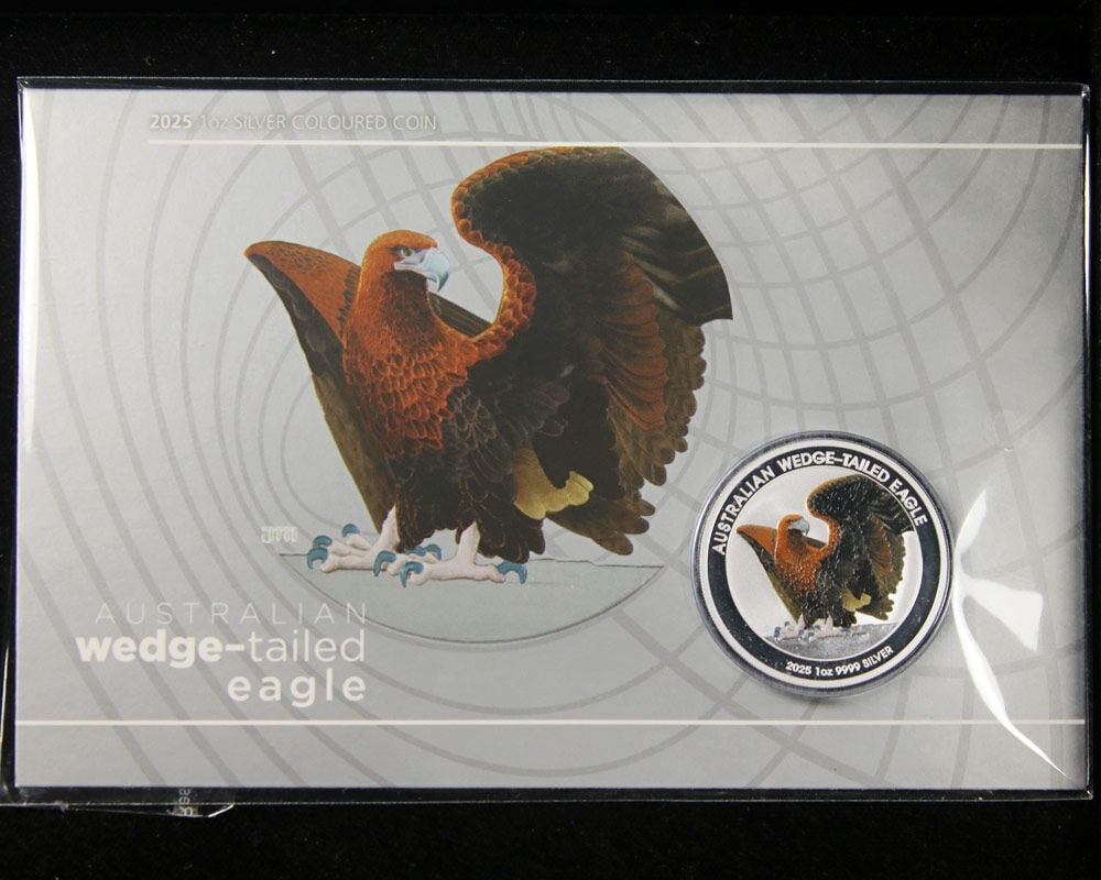 2025 Colorized Silver One Dollar Wedge-Tailed Eagle Coin from Australia OGP (1 of 2)