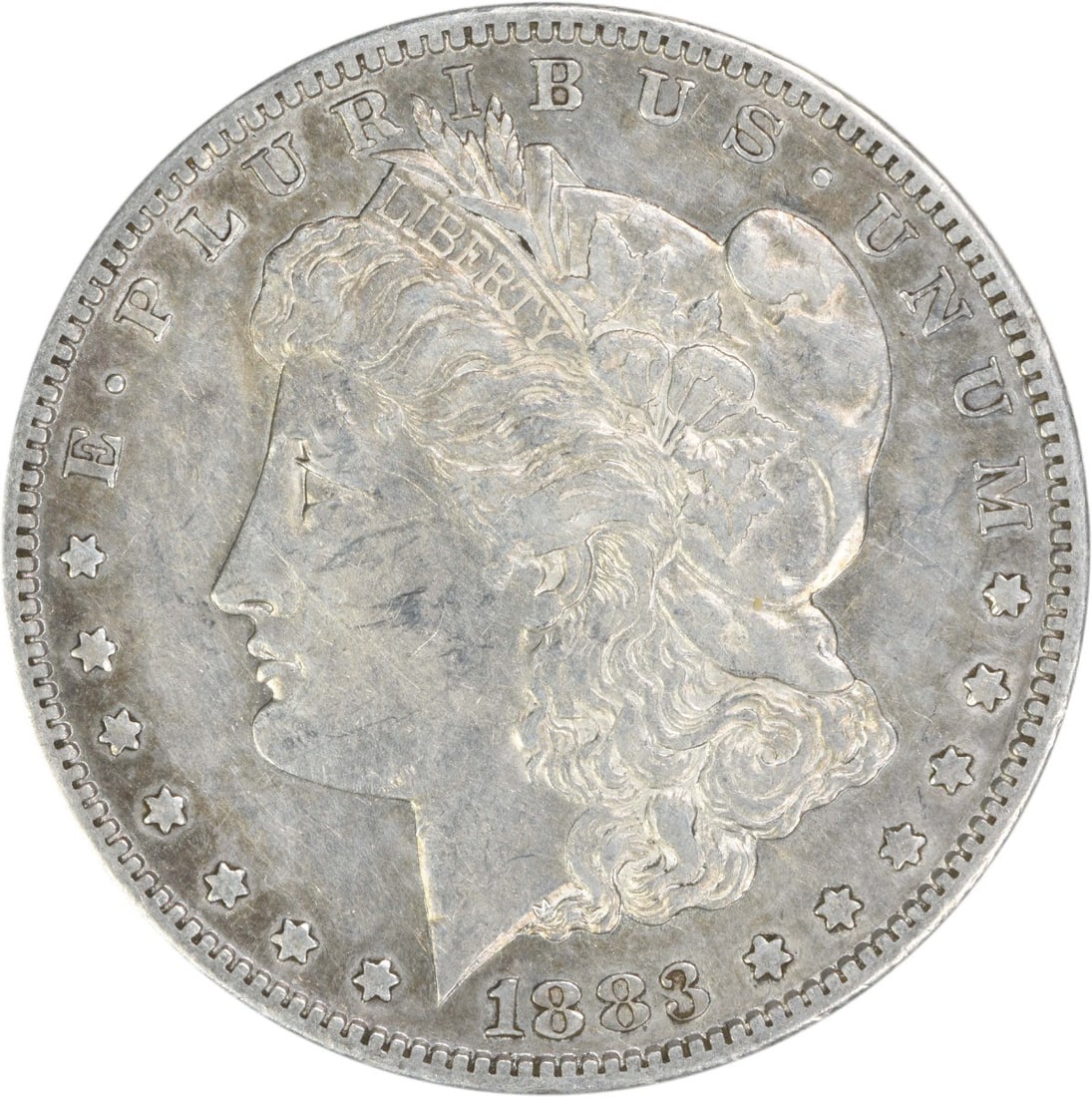 1883 San Francisco Morgan Dollar EF 90 Percent Silver Uncertified: 1883 San Francisco Morgan Dollar EF 90 Percent Silver Uncertified This 1883-S Morgan Silver Dollar was minted in San Francisco and features a composition of 90% silver and 10% copper. Designed by Geor