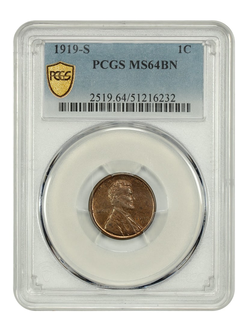 1919-S Lincoln Cent Wheat Reverse PCGS MS64BN San Francisco (1 of 4)