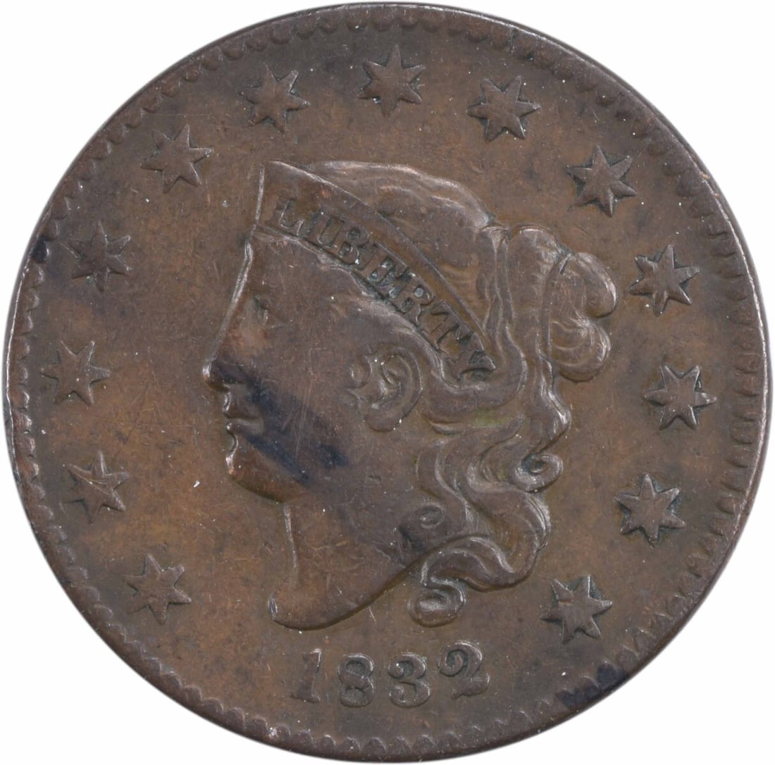 1832 VF Large Cent Copper Coronet Head Coin Robert Scot Design (1 of 2)
