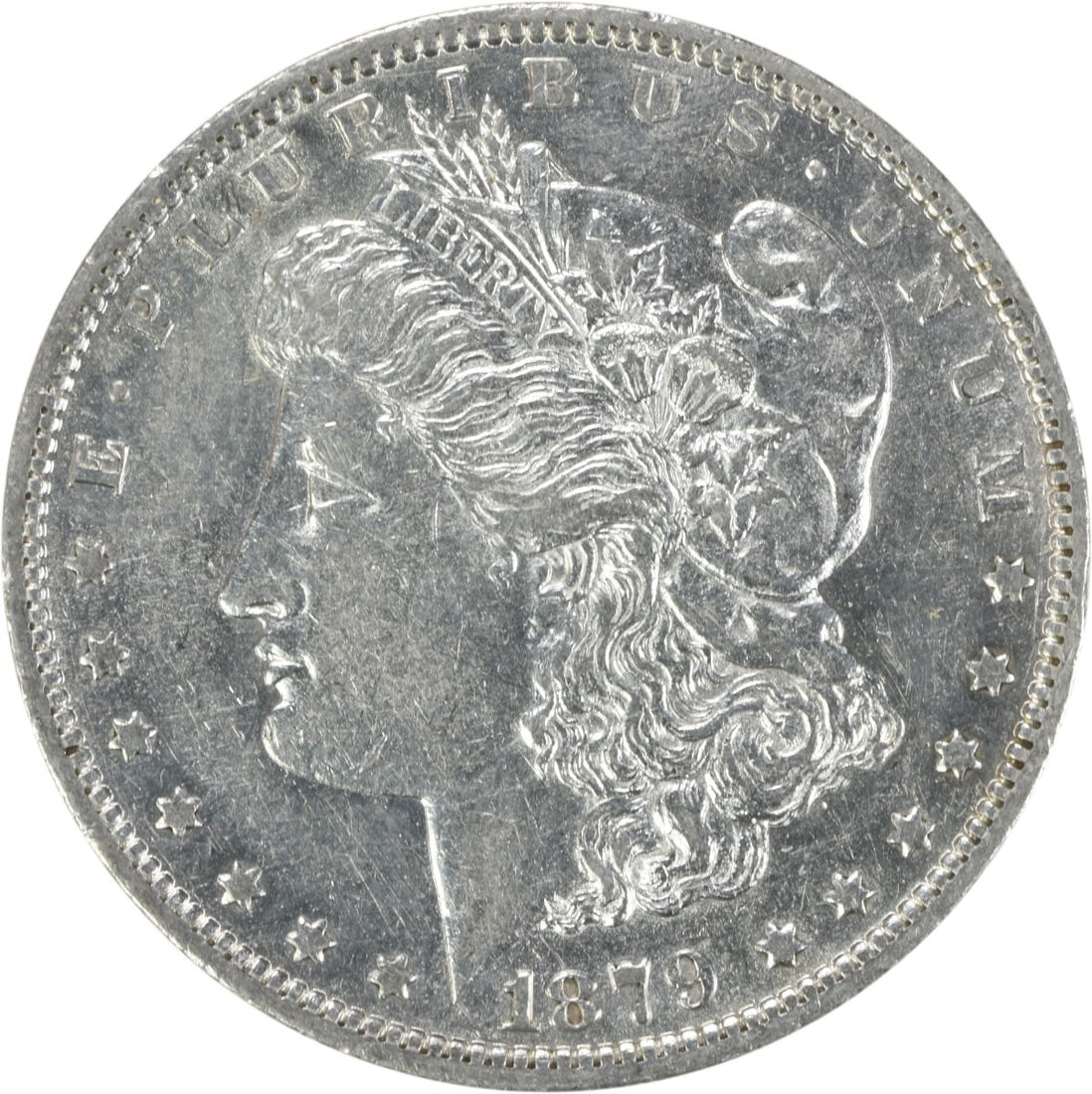 1879-O Morgan Silver Dollar AU Uncertified 90% Silver Coin: 1879-O Morgan Silver Dollar AU Uncertified 90% Silver Coin This 1879-O Morgan Silver Dollar is a remarkable piece of numismatic history, featuring a stunning design by George T. Morgan. Struck in 90%