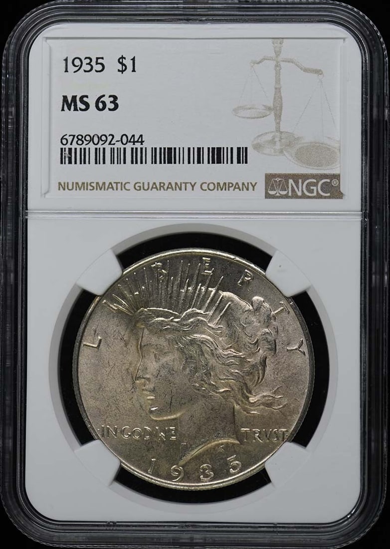 1935 Peace Dollar NGC MS63 Certified Coin Philadelphia (1 of 2)