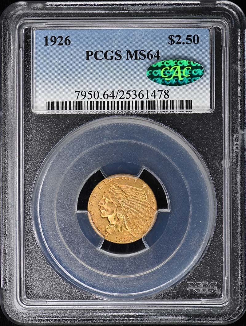 1926 Indian Head $2.50 Gold Quarter Eagle PCGS MS64 CAC (1 of 4)