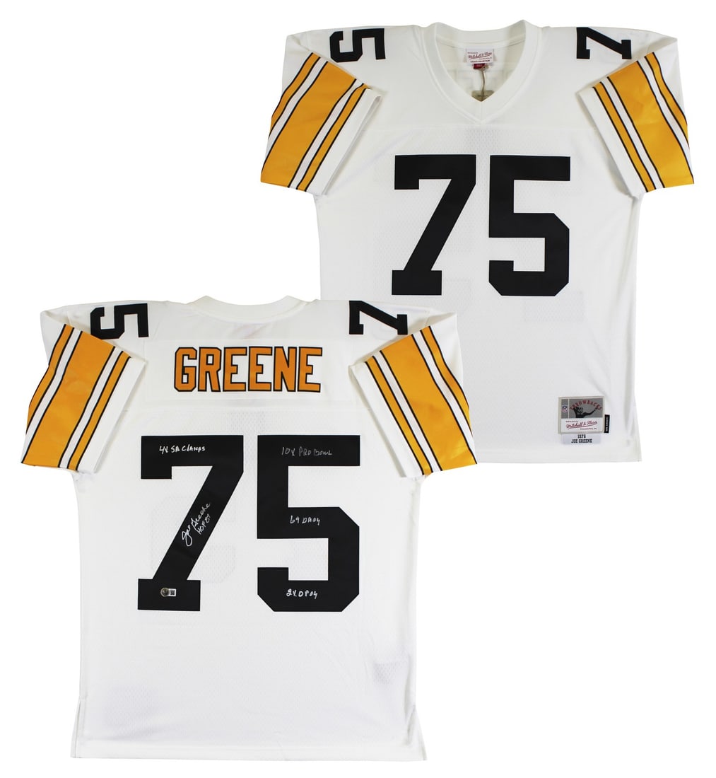 Joe Greene Signed Pittsburgh Steelers White Jersey BAS Witnessed: Joe Greene Signed Pittsburgh Steelers White Jersey BAS Witnessed Celebrate the legendary career of Joe Greene with this authentic Pittsburgh Steelers White Mitchell & Ness Throwback Jersey. This jerse