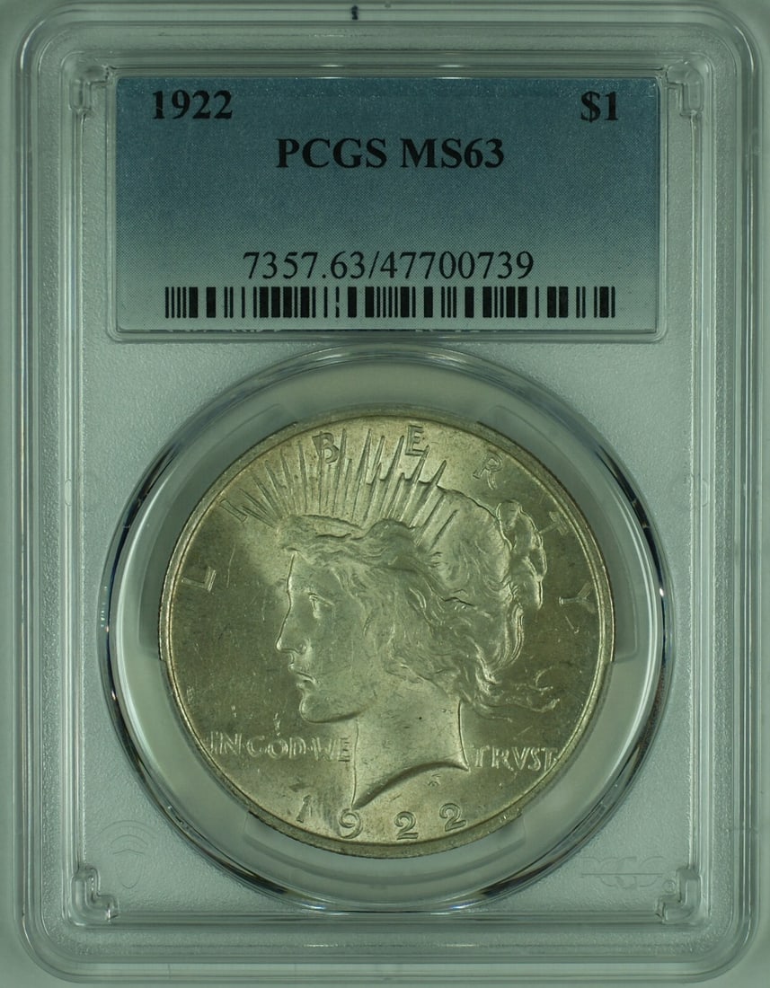 Set of 4 1922 Peace Silver Dollars PCGS MS 63 Certified (1 of 2)