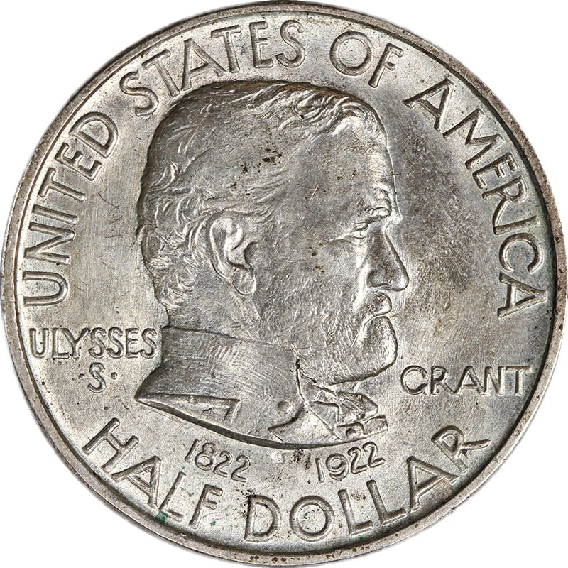 1922 Grant No Star Commemorative Half Dollar Choice BU Silver Coin: 1922 Grant No Star Commemorative Half Dollar Choice BU Silver Coin This 1922 Grant No Star Commemorative Half Dollar is a stunning piece with exceptional eye appeal, showcasing nice luster and a stron