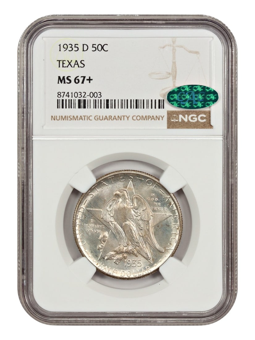 1935-D 50C Texas NGC CAC MS67+ Classic Silver Commemorative Coin (1 of 4)