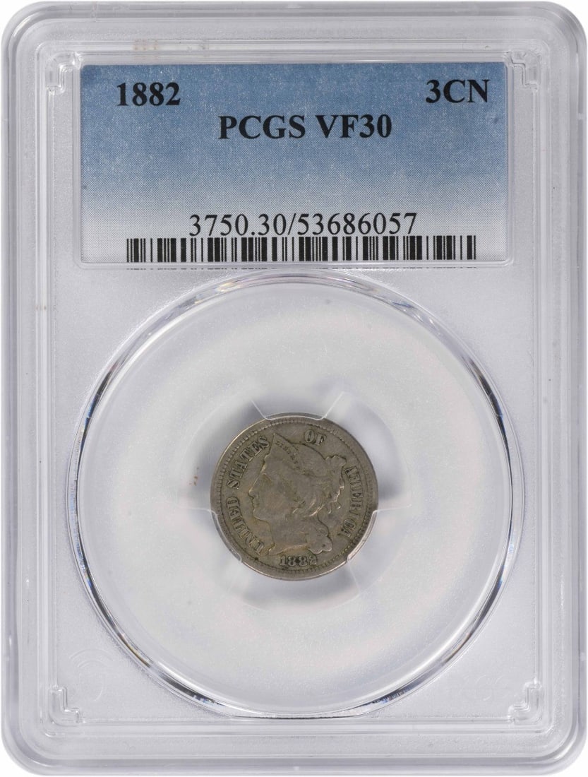VF30 1882 Three Cent Nickel Coin Certified by PCGS (1 of 2)