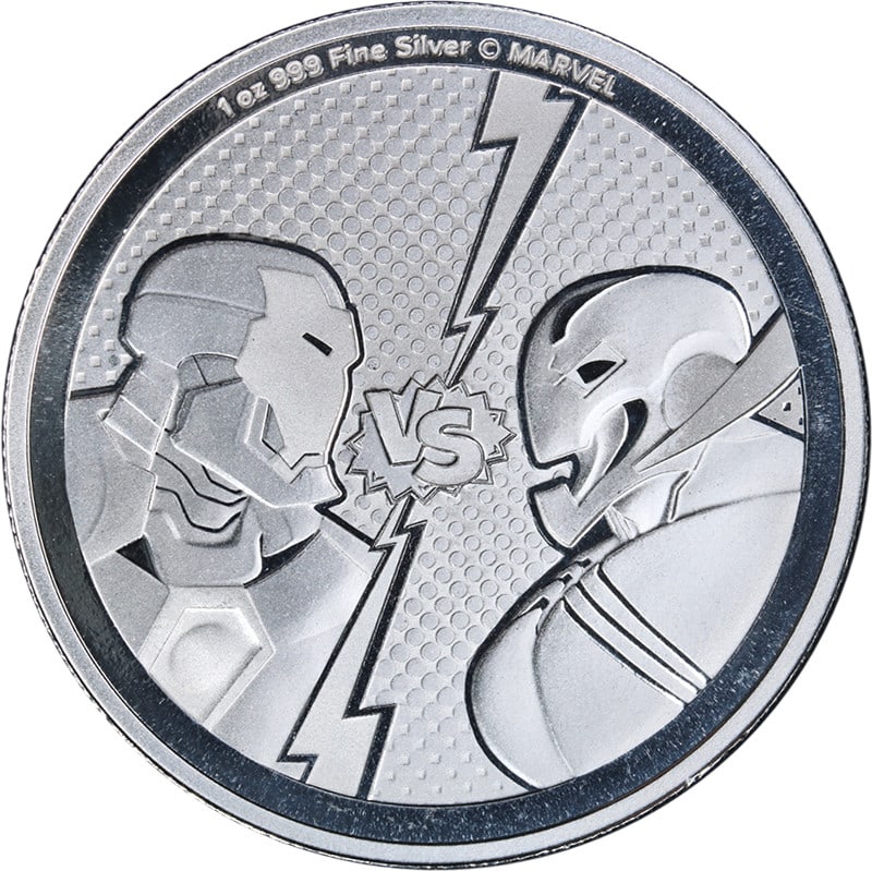 2025 Niue $2 Silver Coin Marvel Iron Man Battles Ultron 1 oz BU (1 of 2)