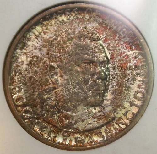 Booker T Washington 1946-D Silver Half Dollar NGC MS-66 Commemorative Coin: Booker T Washington 1946-D Silver Half Dollar NGC MS-66 Commemorative Coin This 1946-D Booker T. Washington commemorative half dollar is certified by NGC with a grade of MS-66. The coin was minted in