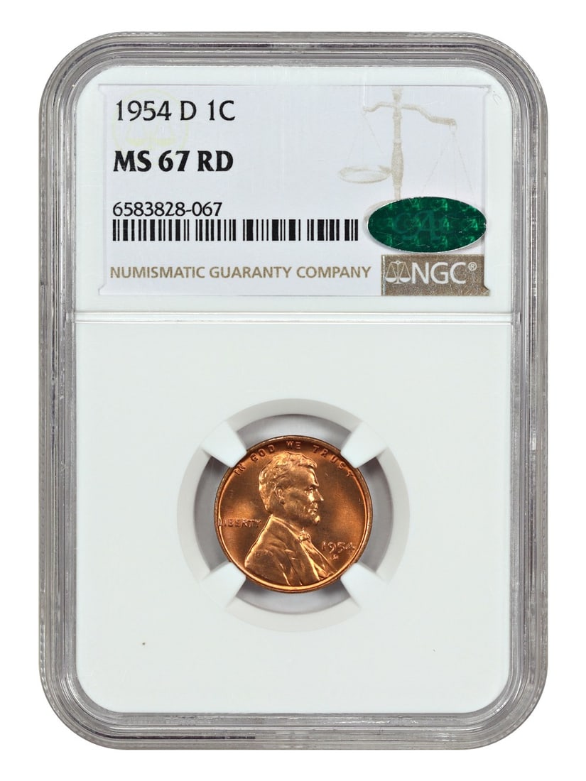1954-D Lincoln Wheat Cent NGC CAC MS67 Red Certified (1 of 4)