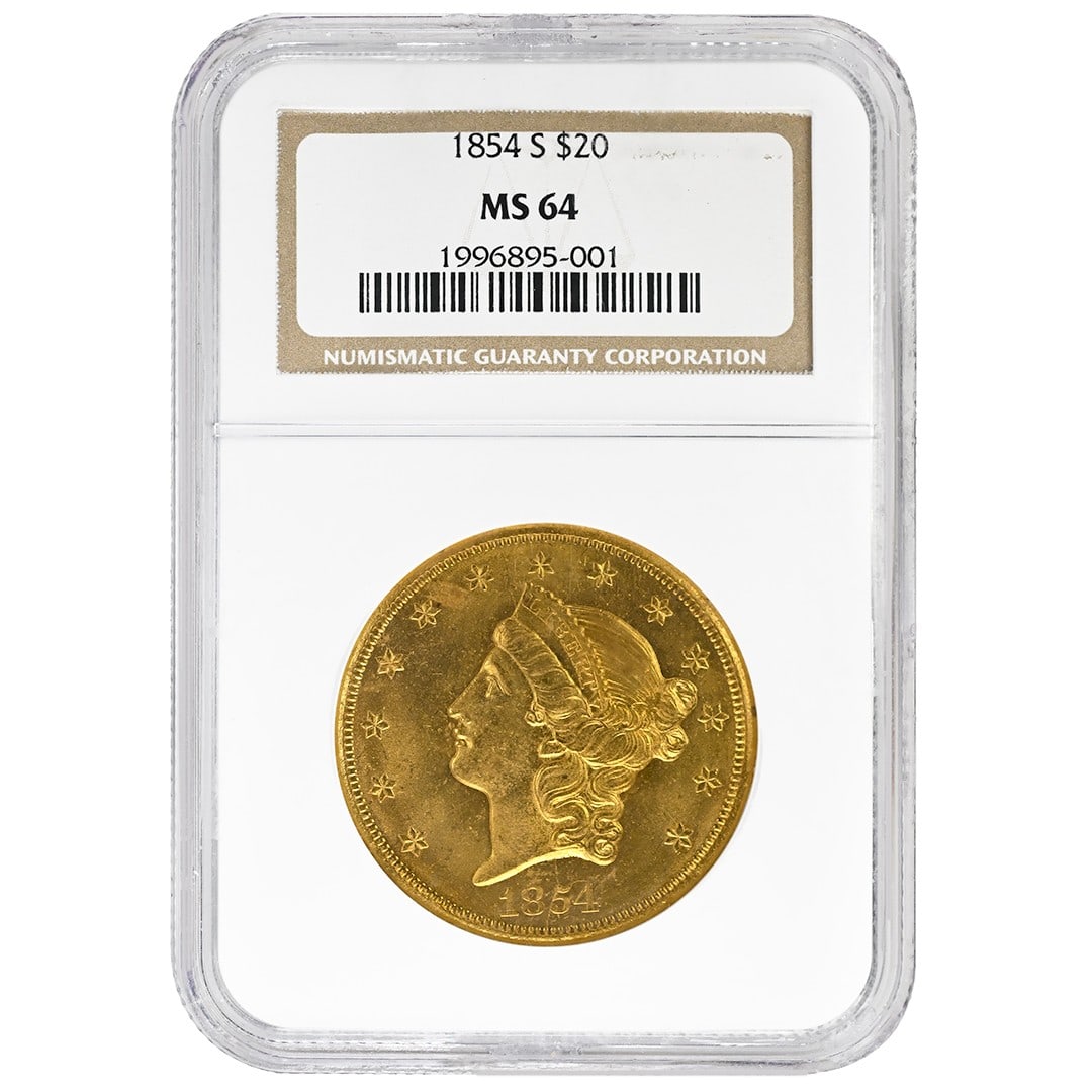 NGC MS64 1854-S Liberty Head $20 Gold Coin San Francisco Mint (1 of 2)
