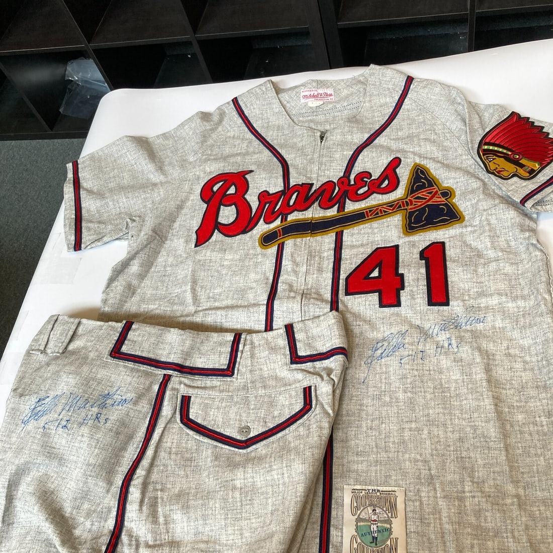 Eddie Mathews Signed Milwaukee Braves Jersey Pants Set JSA COA: Eddie Mathews Signed Milwaukee Braves Jersey Pants Set JSA COA This authentic Milwaukee Braves uniform includes a flannel jersey and pants, both signed by Hall of Famer Eddie Mathews. The jersey is a