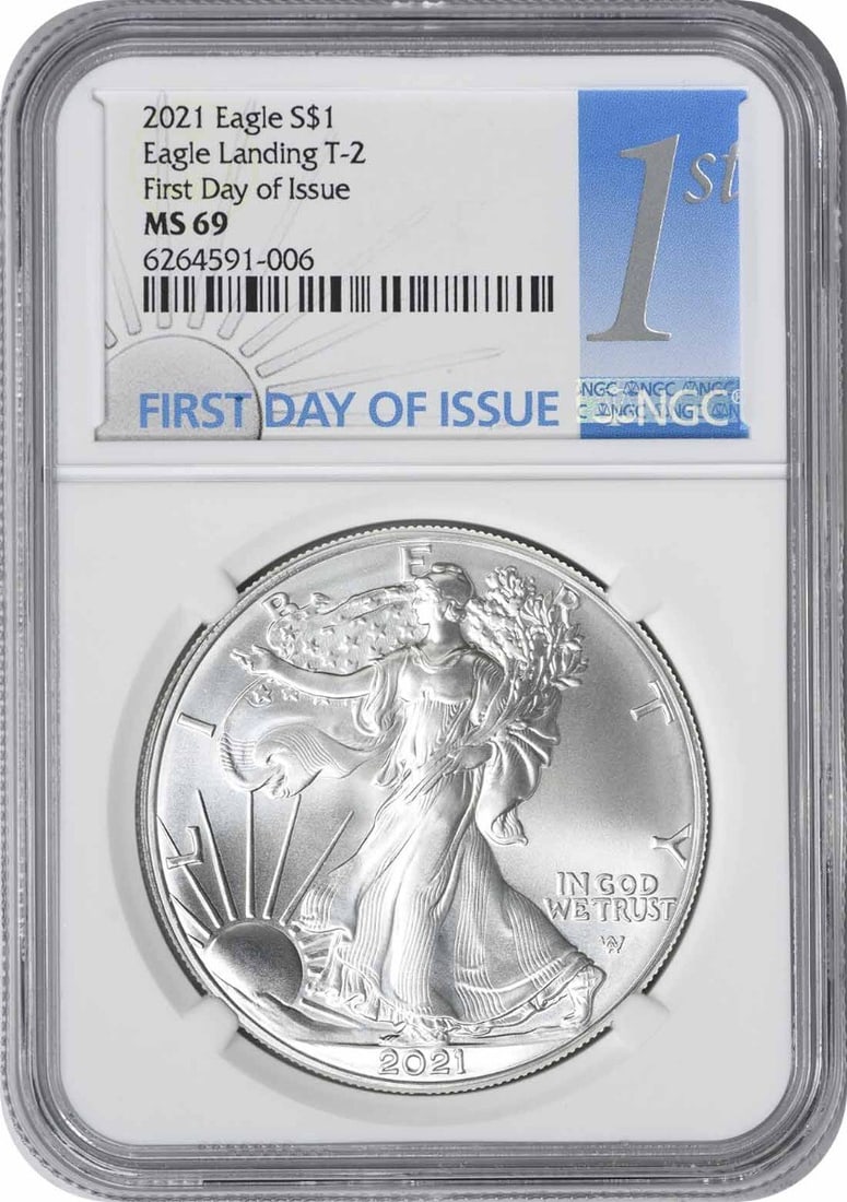 NGC MS69 First Day 2021 Silver American Eagle Type 2 Dollar Coin (1 of 2)