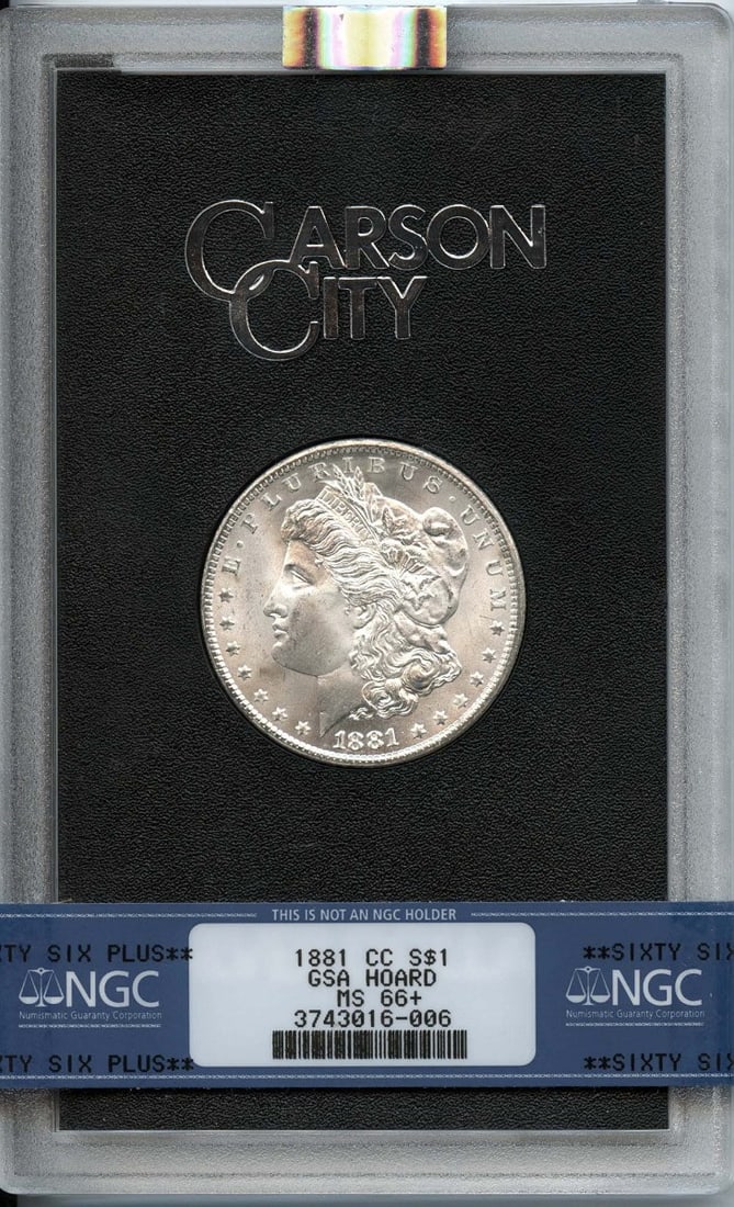1881-CC Morgan Dollar NGC MS66+ Uncirculated Carson City Coin: 1881-CC Morgan Dollar NGC MS66+ Uncirculated Carson City Coin This 1881-CC Morgan Dollar is a stunning example of American numismatic history, certified by NGC with a grade of MS66+. Struck at the Car
