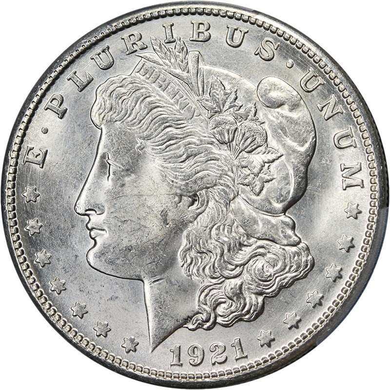 PCGS MS63 1921-S Silver Morgan Dollar with Strong Luster and Crisp Strike: PCGS MS63 1921-S Silver Morgan Dollar with Strong Luster and Crisp Strike This original 1921-S Morgan Silver Dollar is graded PCGS MS63 and features great eye appeal with fantastic luster and a strong
