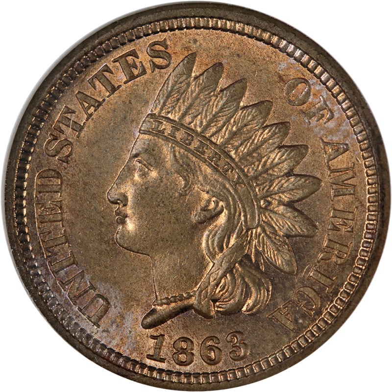 NGC MS64 1863 Indian Head Cent Copper Uncirculated Strong Strike (1 of 4)