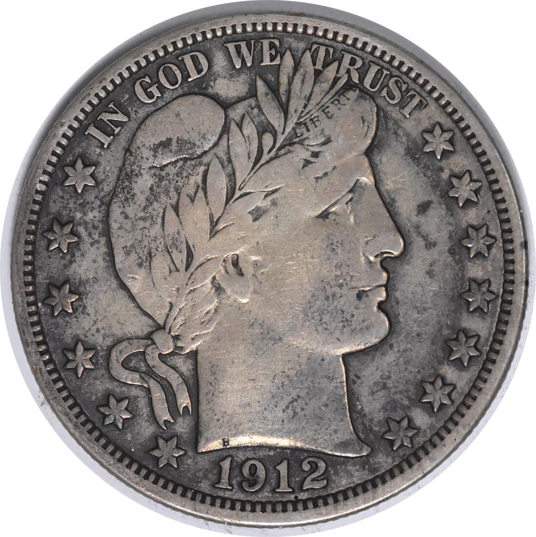 1912 Barber Silver Half Dollar 90% Silver VF Uncertified Coin (1 of 2)