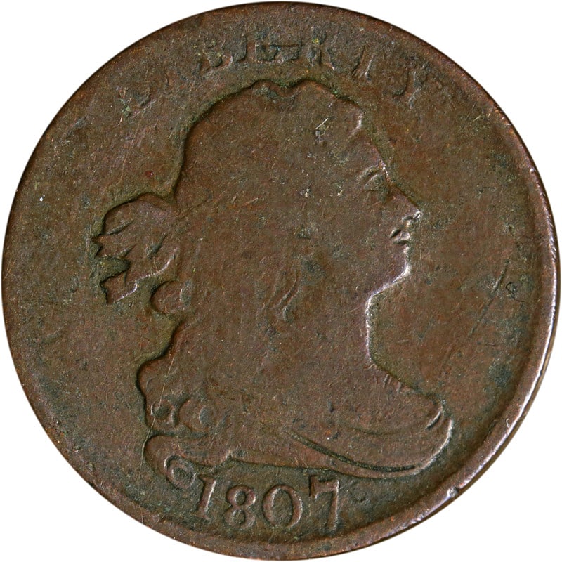 1807 Circulated Half Cent Copper Coin Uncertified (1 of 2)