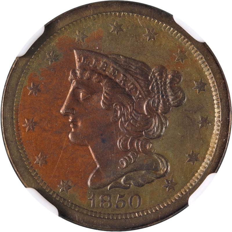1850 Half Cent NGC Unc Details Copper C-1 R.2 Quality Appeal (1 of 4)