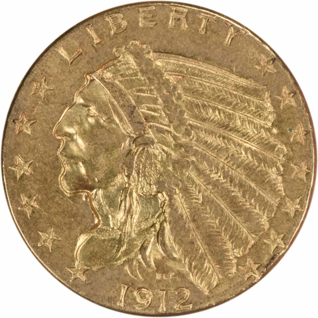 1912 $2.50 Gold Indian Coin AU Design by Bela Lyon Pratt (1 of 2)