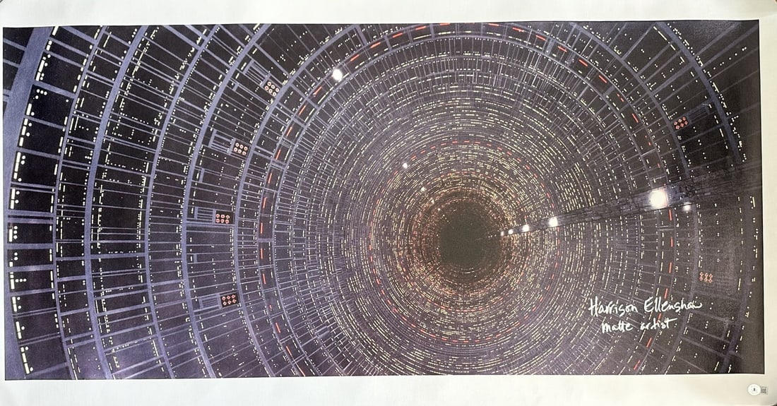 Harrison Ellenshaw Signed Star Wars Canvas 45x24 Beckett Certified: Harrison Ellenshaw Signed Star Wars Canvas 45x24 Beckett Certified This stunning piece features a massive canvas measuring 45x24 inches, showcasing an iconic scene from Star Wars: The Empire Strikes B