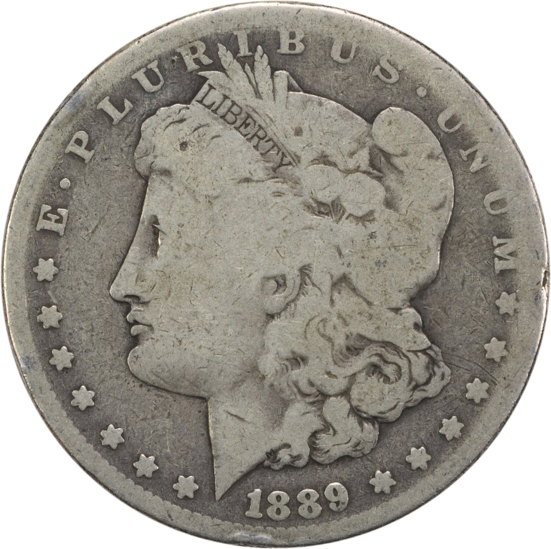 Carson City 1889 Morgan Dollar AG Grade 90 Percent Silver Uncertified Coin: Carson City 1889 Morgan Dollar AG Grade 90 Percent Silver Uncertified Coin This is an 1889-CC Morgan Silver Dollar in AG (About Good) condition. The coin is composed of 90% silver and 10% copper, was