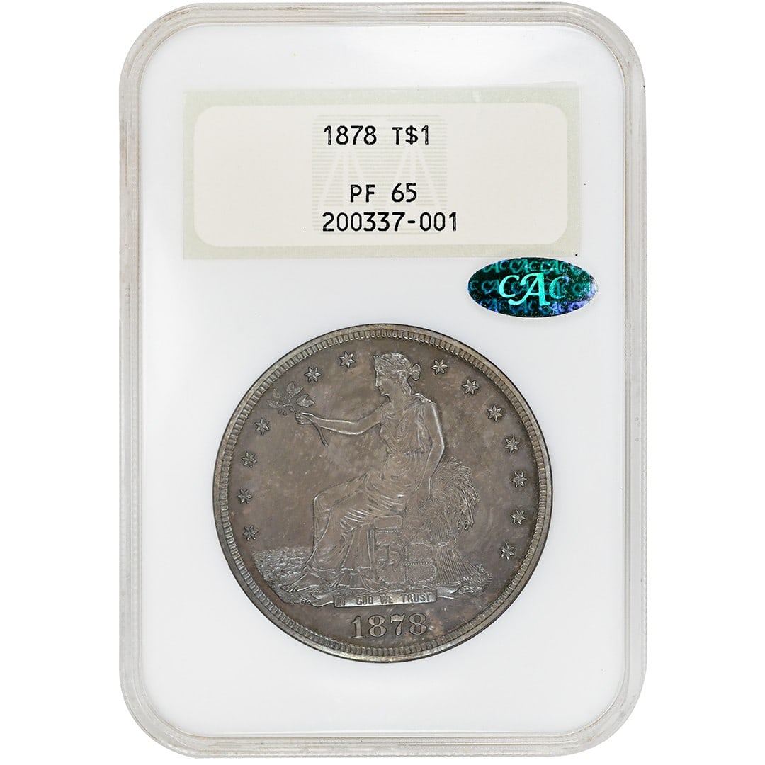 Uncirculated 1878 Silver Trade Dollar NGC PF65 CAC Certified Philadelphia Mint (1 of 2)