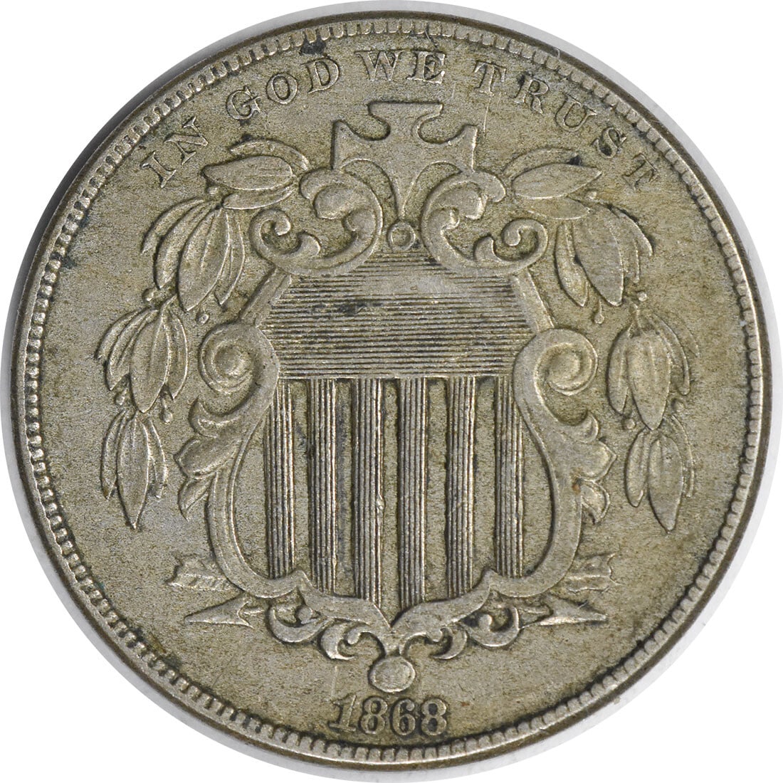 1868 Shield Nickel AU 5C James Longacre Philadelphia Mint (1 of 2)